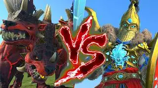 Karanak VS The Golden Knight Naryska Leysa. Total War Warhammer 3