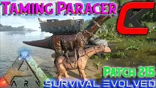 ARK: Survival Evolved - Taming a PARACER  and building on his BUILDABLE SADDLE!