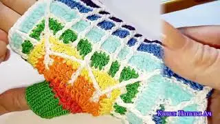 Витражные митенки крючком - пошаговый Мастер-класс