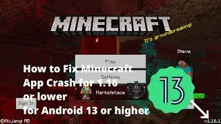 How to Fix Minecraft App Crash for 1.16 or lower for Android 13 or higher
