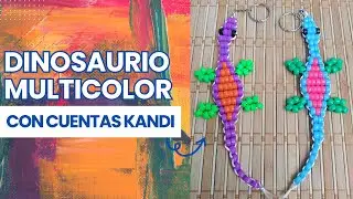 Cómo hacer un bello Dinosaurio Multicolor con Chaquiras o Cuentas Kandi!♡ 20 mil Suscriptores!♡