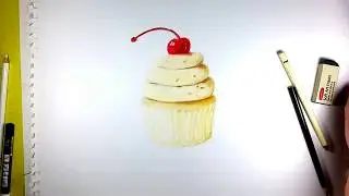 How to draw a cartoon cupcake