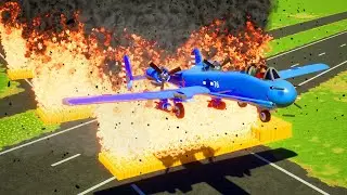 Lego Planes Fly In Giant FIREWALL! Lego Plane Crashes and Lego Airplanes Falls! (Brick Rigs) #72
