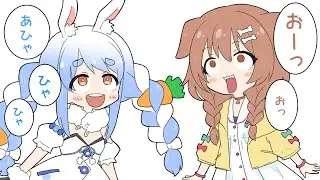 【手描き】お互いの笑い声を真似るぺこらころね【戌神ころね /兎田ぺこら/ホロライブ】【切り抜き漫画】