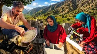 🏔️ Hard Work in the Mountains | Cooking on Fire & Building Fatemeh’s Home 🔥🍲