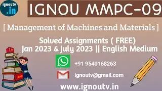 IGNOU MMPC-09 Solved Assignment Jan 2023 & July 2023  [FREE] || IGNOU MBA || IGNOU TV || IGNOU ||