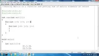 Passing Matrix To a Function In C Programming