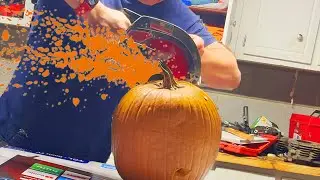 Using POWER TOOLS to Carve a Pumpkin Like a Man