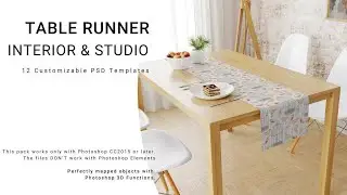 Mockup Template: Table Runner Interior & Studio Set