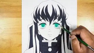 Easy Anime Drawing | How to Draw Muichiro Tokito | Demon Slayer