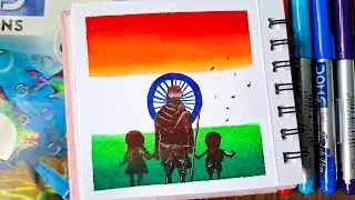 Independence Day Drawing with DOMS Brushpen | Artistcastle_by_sri