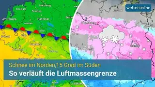 ❗️Luftmassengrenze baut sich auf: 15 Grad im Süden vs. Schnee im Norden