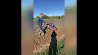 Покос травы мотоблоком
