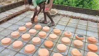 Filler slab construction || using pots || sunken slab reinforcement