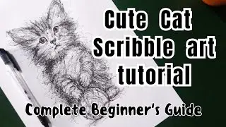 Cute Cat Kitten Scribble Art Drawing Tutorial | Easy Sketch for Beginners 🐾