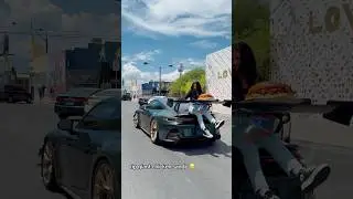 @hhchotchicken eating a giant chicken sandwich off a Porsche #eating #shorts #porsche #food