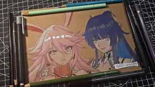 🔴 Drawing Yae Sakura x Raiden Mei Part 4 ( Hai Ges Sini ) 🤪