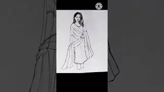 Girl wearing salwar suit drawing 