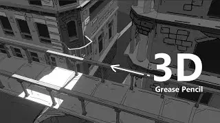Blender Grease Pencil 2d/3d Process - Urban City Bridge 3d Environment