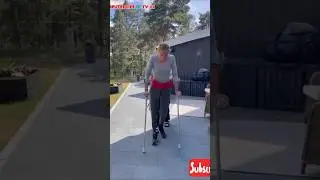 Beautiful amputee learning crutching | recovery  