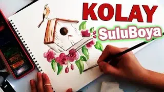 KOLAY KUŞ EVİ SULU BOYA ÇİZİMİ