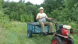 Do-it-yourself trailer for a walk-behind tractor.