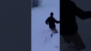 проваливается по уши в снегу