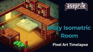 Cozy isometric room pixel art timelapse