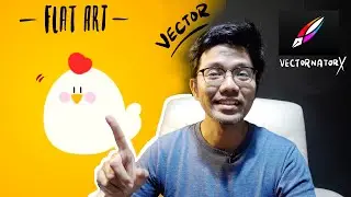 How to draw Cute Chicken flat vector art in vectornator X on iPad