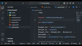 PHP 8 Project to Build HTML & CSS Template to PDF Converter Web App in Browser Using DOMPDF & JS