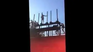 He is SCARED / Jumping from the bridge..