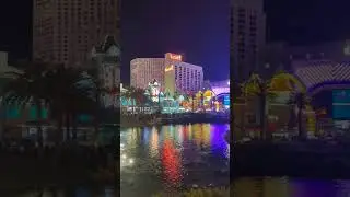The lake and volcano at the Mirage