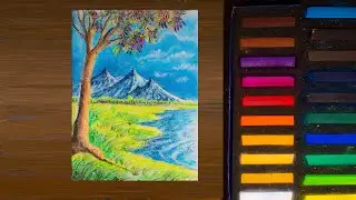 Soft pastel drawing || village scenery drawing #youtubeshorts #viral #viralshorts #art #youtube