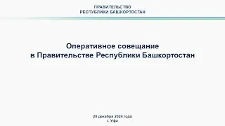 Оперативное совещание в Правительстве Республики Башкортостан: прямая трансляция 28 декабря 2024 г.