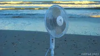 Stand Fan Oscillating on the Beach