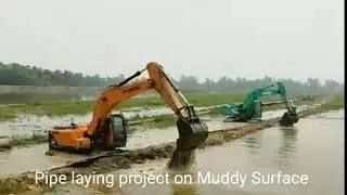 Pipe Laying Project on Muddy Surface #mat #pipeline #pipelaying #project #muddysurface #muddy