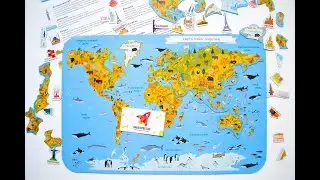 Магнитная карта мира двусторонняя с достопримечательностями