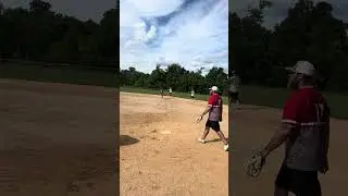 Men’s Slowpitch Softball 🥎 Dre up to the plate, Mike P and Jayden on the bases ! 💪🏼 #sundayleague