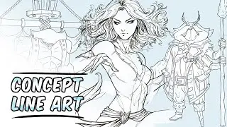Dibuja un buen LINE ART - Curso CONCEPT ART de PERSONAJES #3 🦀🦈