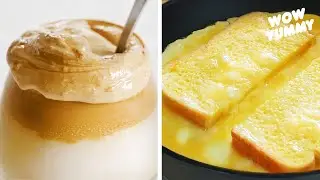 4 Yummy Recipes 😍 Dalgona Coffee, One Pan Egg Toast, Cloud Bread, No-Bake Strawberry Cake. Wow Yummy