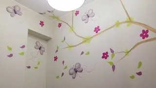 COMO PINTAR 🤫 Mariposas 🦋y Flores De Colores🌻 En HABITACION DE NIÑA👧 MURALES INFANTILES 🐣