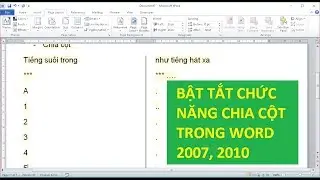 [HƯỚNG DẪN] Tắt Chia cột trong Word 2007, 2010