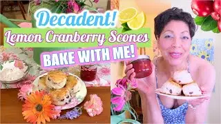 DELICIOUSLY DECADENT Lemon Cranberry Scones Recipe! Oh My! 🍋🌸 | Simply The BEST!