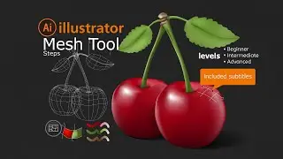 Cherry tutorial in Adobe Illustrator for Beginners using gradient mesh Tool | included subtitles