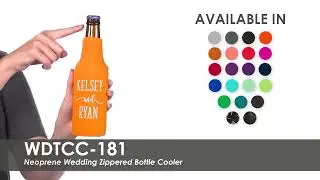 Neoprene Wedding Zippered Bottle Cooler -  WDTCC-181
