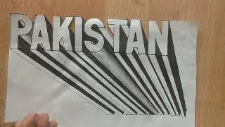 3D Later Art "PAKISTAN"on Paper Drawing!! Very Easy Step by Step