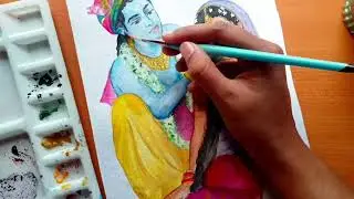 Radha Krishna watercolor drawing|| Radha krishna drawing