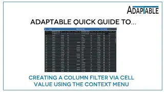 Creating a Column Filter in AdapTable via a Cell Value - using the Context Menu