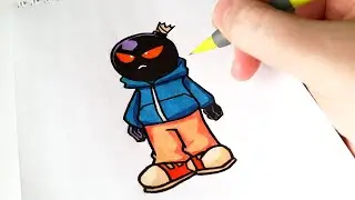 Drawing Fun sized Whitty Friday Night Funkin mod