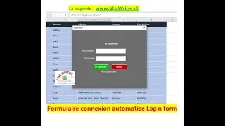 VBA Formulaire Connexion automatisé Login Form/ Codes intégrés/ sans codage_08. www.VbaWriter.ch